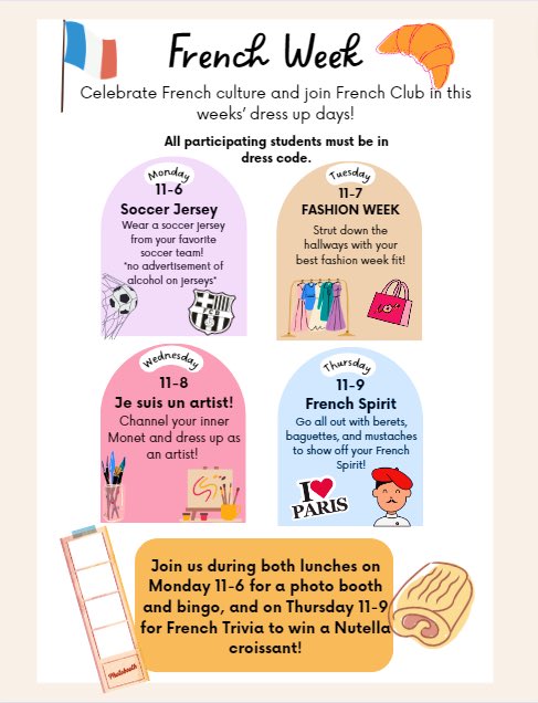 PAlcaraz_AHS's tweet photo. JOIN US TO CELEBRATE NATIONAL FRENCH WEEK 😁❤️ https://t.co/bSYh3RVtKC