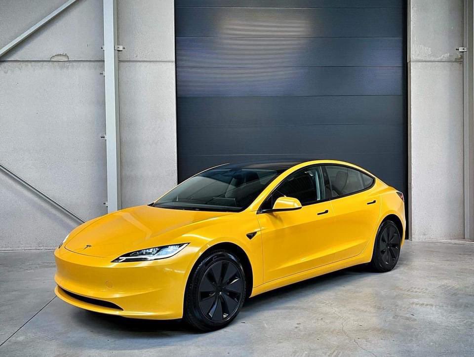 TESLA CARS ONLY.⚡ on X: THE FIRST NEW TESLA MODEL 3 HIGHLAND IN YELLOW  WRAP.  / X