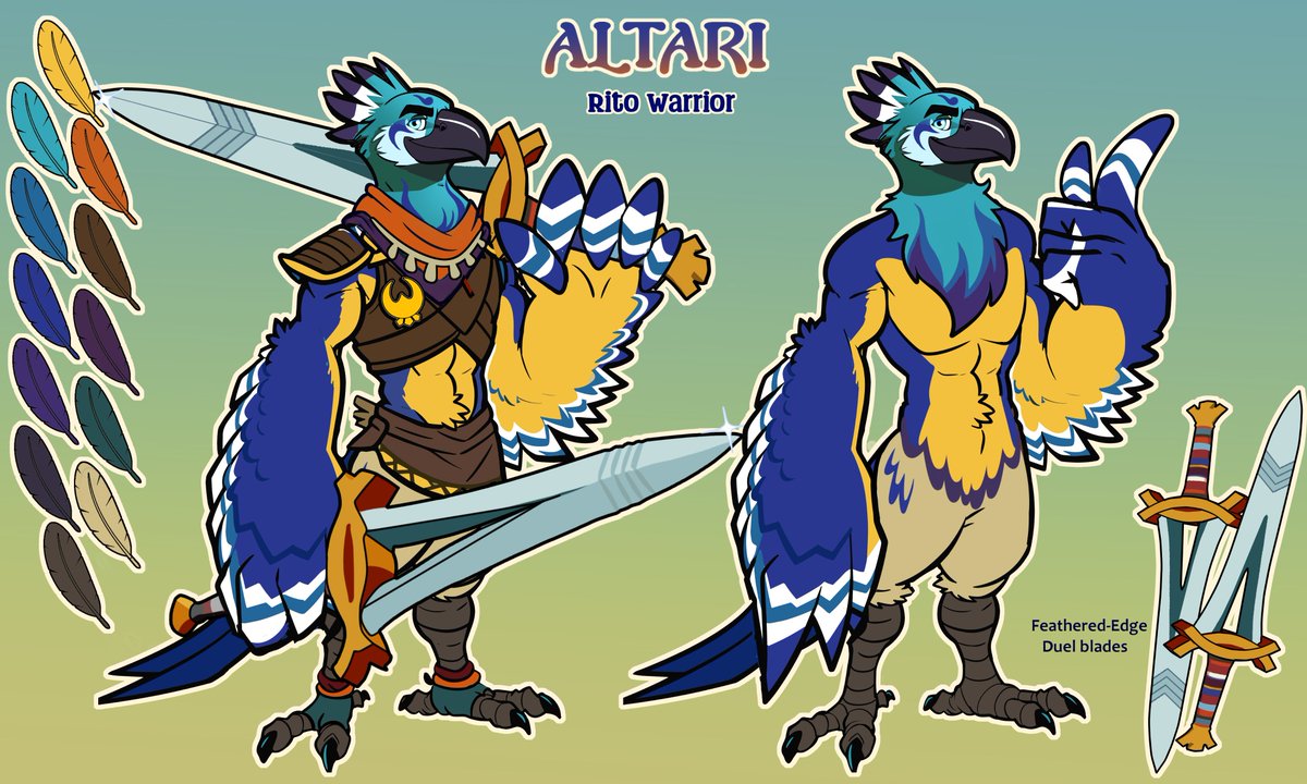 A Ref sheet drawn by <a href="/PUPPERCASE/">Mike-O</a> of My Rito OC, Altari! Thank you so much, Dude! 😁👍