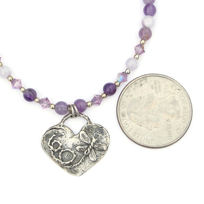 New! Beautiful sterling #butterfly on #heart pendant #necklace w/ chevron #amethyst & #Swarovski crystals! bit.ly/VuelaLibre via @ShadowDogDesign #ShopSmall #ButterflyLover #Handmade #ButterflyNecklace