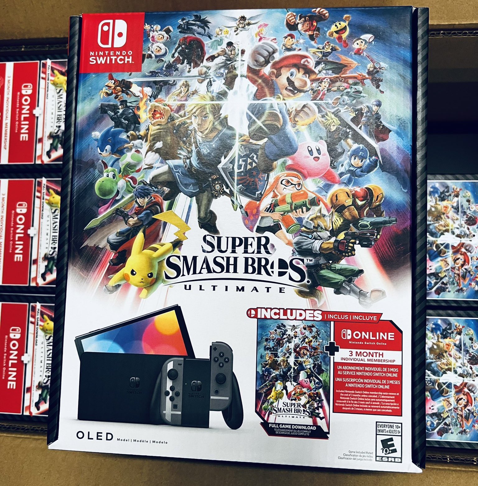 Wario64 on X: a Super Smash Bros. Ultimate - Switch OLED bundle spotted  with digital copy of the game, 3 months of Switch Online membership, and  Joy-con themed Smash controllers / X