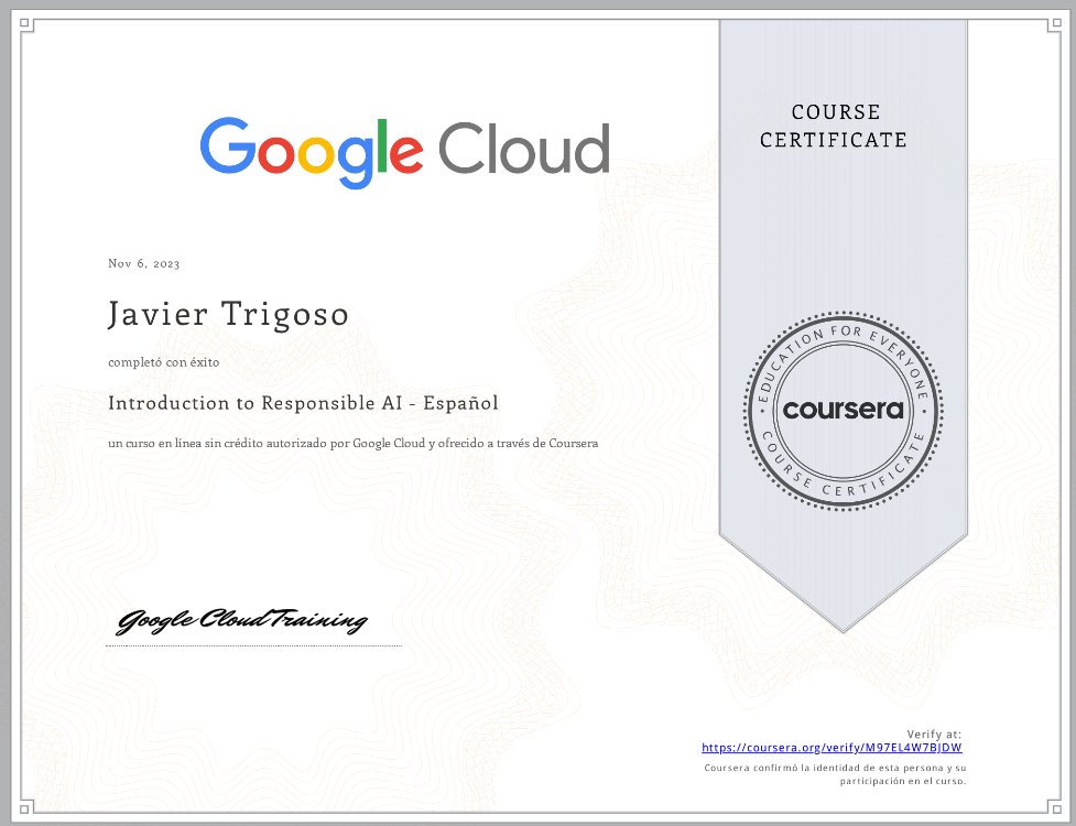 "Introduction to Responsible AI",  excelente recurso para aprender sobre los principios y prácticas de la #IA responsable, cubre una amplia gama de temas importantes, como la transparencia, la equidad, la responsabilidad y la privacidad.
#Coursera #GoogleCloud #ResponsibleAI