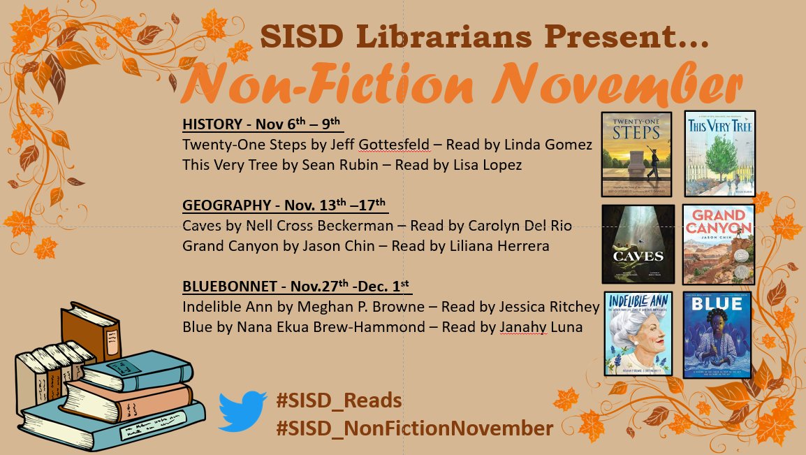 Get ready for Non-Fiction November! First up... Twenty-One Steps VS This Very Tree. Which one will be the favorite? @DW_K8S #ColtNation #SISD_Reads #SISD_NonFictionNovember