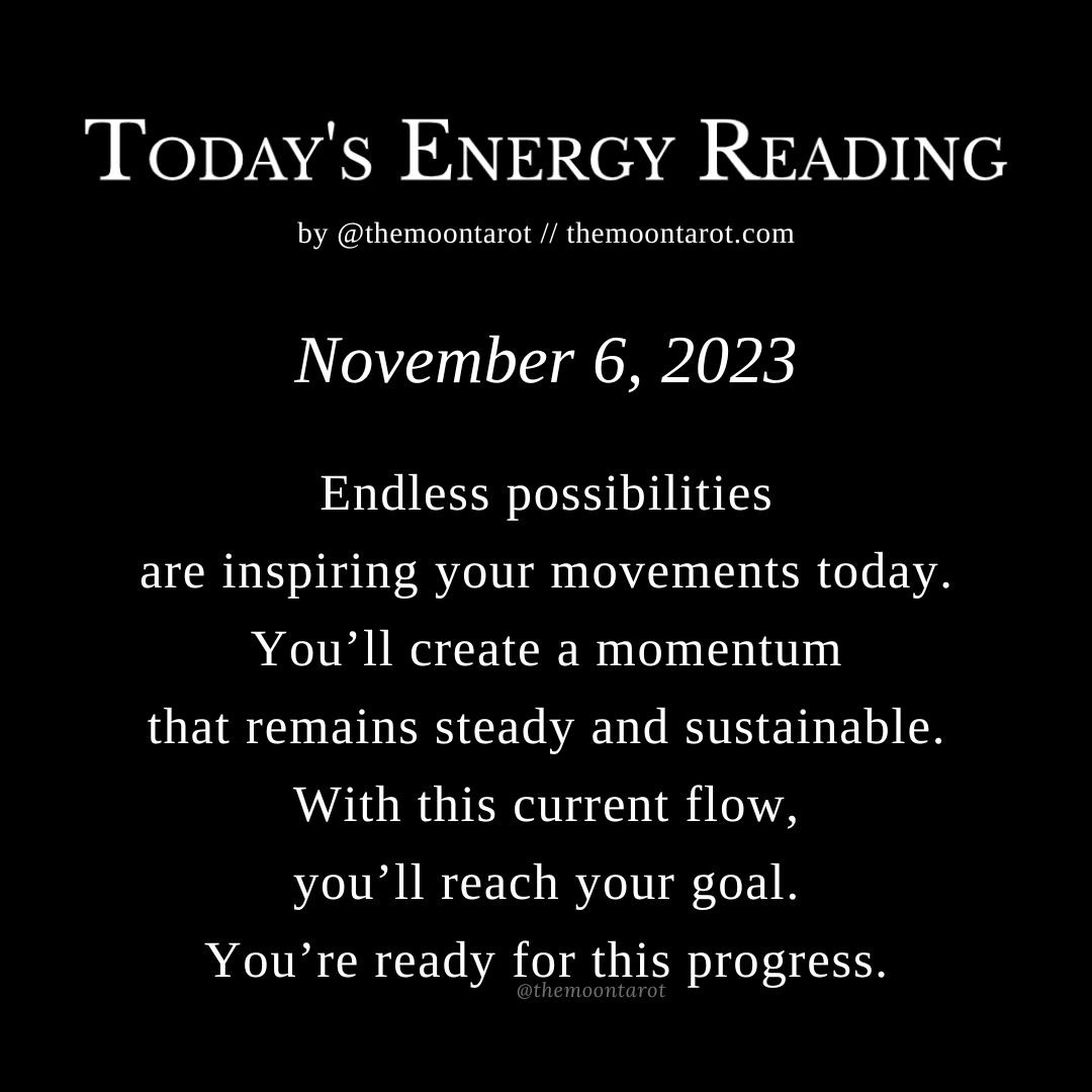 themoontarot_'s tweet photo. Today's Energy Reading: November 6, 2023

New offers will be made and practical solutions will follow.

Unable to be rushed, all is unfolding just as it needs to. https://t.co/aOKSzUiLcc
