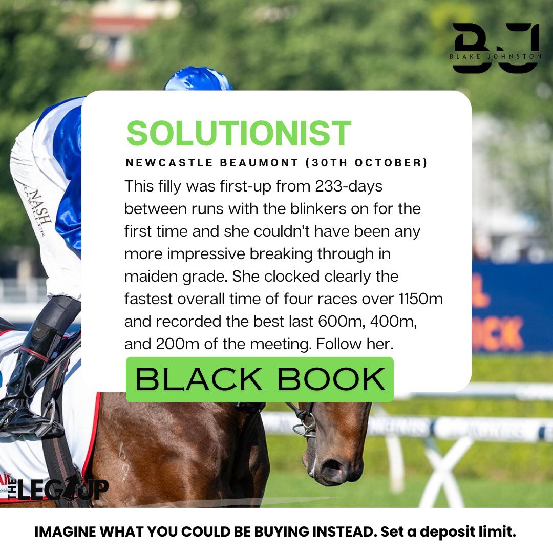 blakemagic12's tweet image. That was a super impressive maiden win and it should pay to follow her #Solutionist
