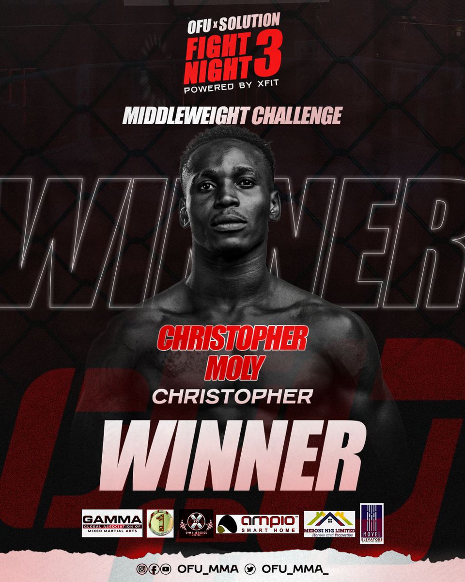 OFU_MMA_'s tweet photo. A second Congolese win at OFU Fightnight 3 saw Christopher 'Moolstar' Moly dominate Nigeria's Ebenezer 'D Dragon' Imbu of Rivers state. https://t.co/PhefCdN9Eg