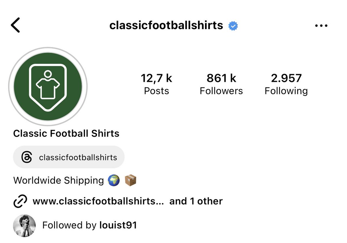 Louis recently followed Classic Football Shirts on Instagram!