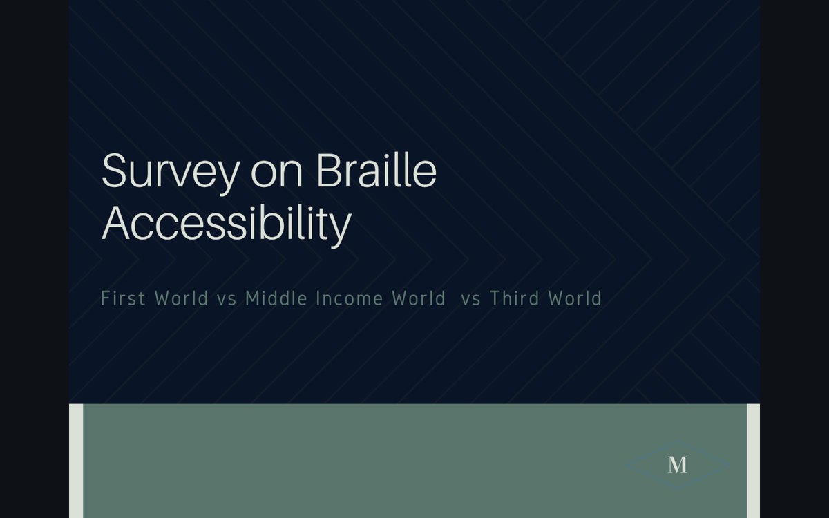 iADUtsa's tweet image. We have recently concluded an extensive survey as part of our Goals Project 4, focusing on the availability and use of Braille. The results have been eye-opening, particularly highlighting the stark disparities. Here is my progress:
#GoalsProject
#WebT23