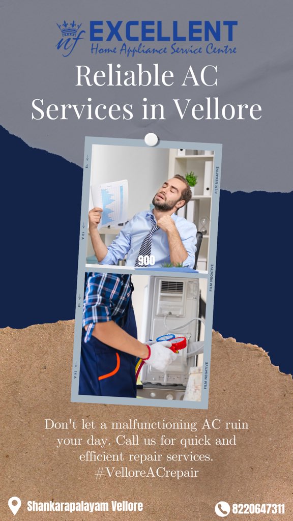 excellentservi's tweet image. Excellent Home Appliance Service Center in ShankaraPalayam Vellore,
Stay cool, Vellore! We’re committed to providing exceptional AC service and ensuring your indoor comfort is never compromised.
#excellenthomeapplianceservicecentre #AcinstallationNearMe #AcServiceNearMe #Acrepair
