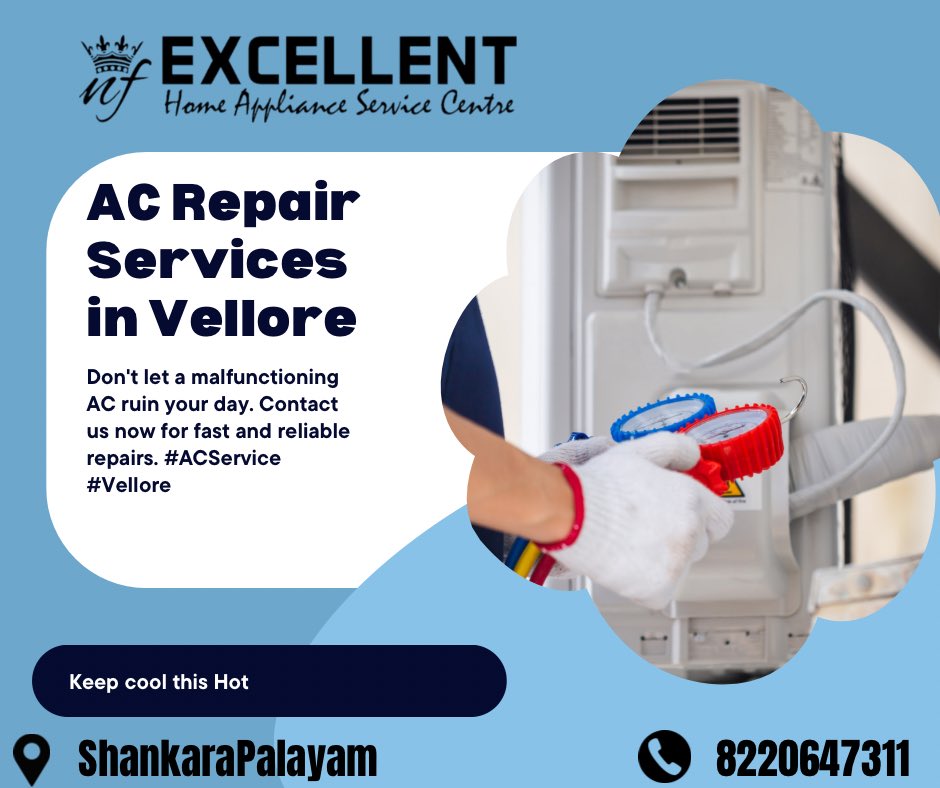excellentservi's tweet image. Excellent Home Appliance Service Center in ShankaraPalayam Vellore,
Stay cool, Vellore! We’re committed to providing exceptional AC service and ensuring your indoor comfort is never compromised.
#excellenthomeapplianceservicecentre #AcinstallationNearMe #AcServiceNearMe #Acrepair