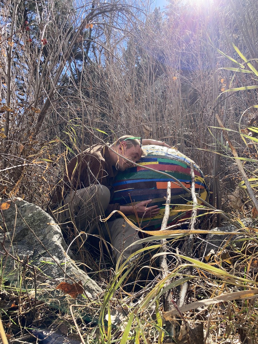Reunited and it feels so good! (For those of you who haven't followed me for a couple decades, this is Vinyl Ball, which is a 3-foot wide, 350 lb. mass of scrap vinyl I made when I made signs as a day job &amp; then lived in my yard until I moved from Boulder)
