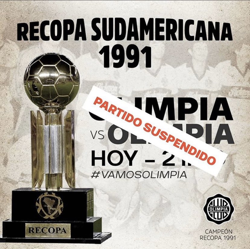 OLlMPlA's tweet photo. Olimpia automáticamente se hizo dueño de la Recopa
Sudamericana por no tener con quién jugarla. https://t.co/enBWMwpigb