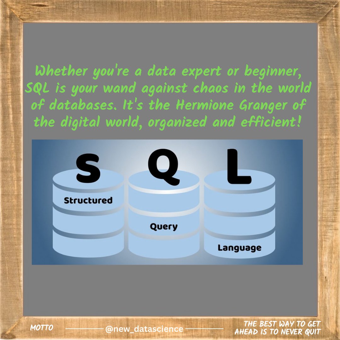 newdatadiary's tweet image. Follow @new_datascience for everyday learning! #SQL #Dataanalytics #Datascience #database #python #math #machinelearning