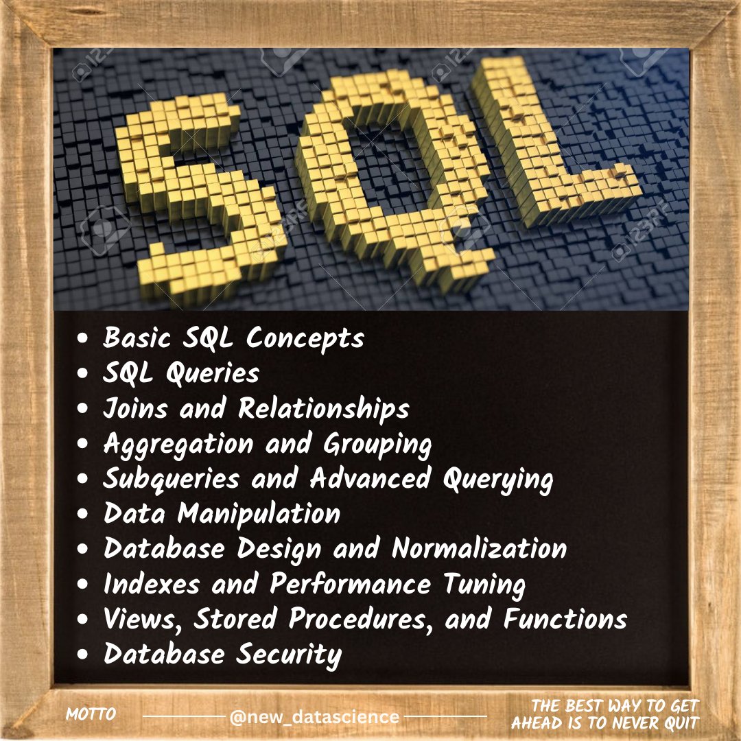 newdatadiary's tweet image. Follow @new_datascience for everyday learning! #SQL #Dataanalytics #Datascience #database #python #math #machinelearning