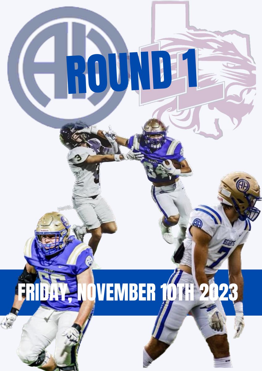 Alamo Heights 🐴 vs Lockhart 🦁 
🏟️ Harry B. Orem Stadium
⏰ 7pm
🗓️ 11/10/23