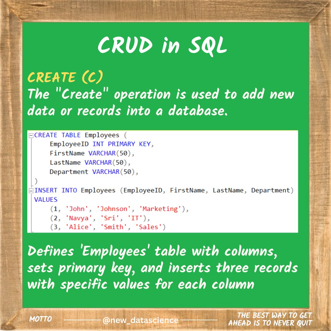 newdatadiary's tweet image. Follow @new_datascience for everyday learning! #SQL #Dataanalytics #Datascience #database #python #math #machinelearning