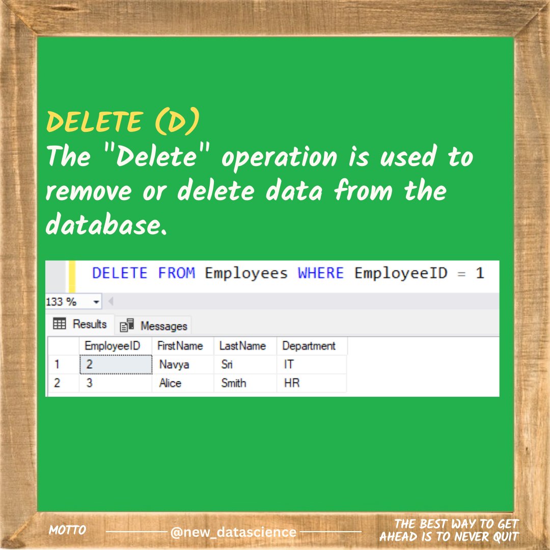 newdatadiary's tweet image. Follow @new_datascience for everyday learning! #SQL #Dataanalytics #Datascience #database #python #math #machinelearning