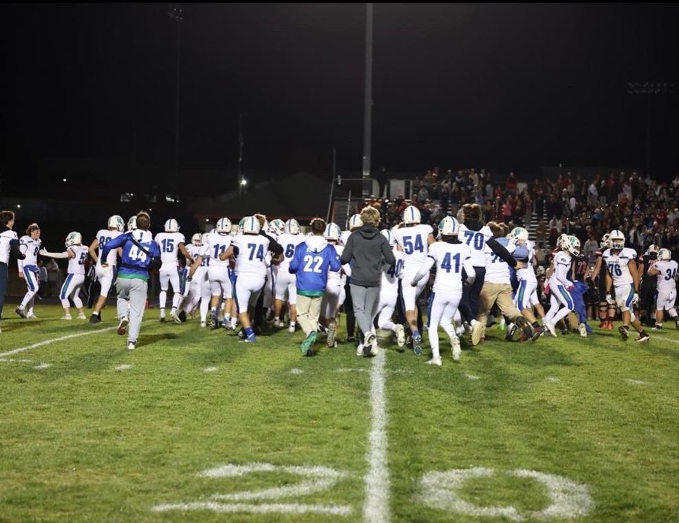 ndatritonfb's tweet photo. What a game! The #2 Tritons take down the #1 Mount Horeb/Barneveld Vikings 26-21 to move onto Level 4. 
📣 Shoutout to our small, dedicated, and cheerful student section. We want even more of you at Marshield HS on Friday to cheer us on against Rice Lake to go to State! https://t.co/A2UhC8gJnK