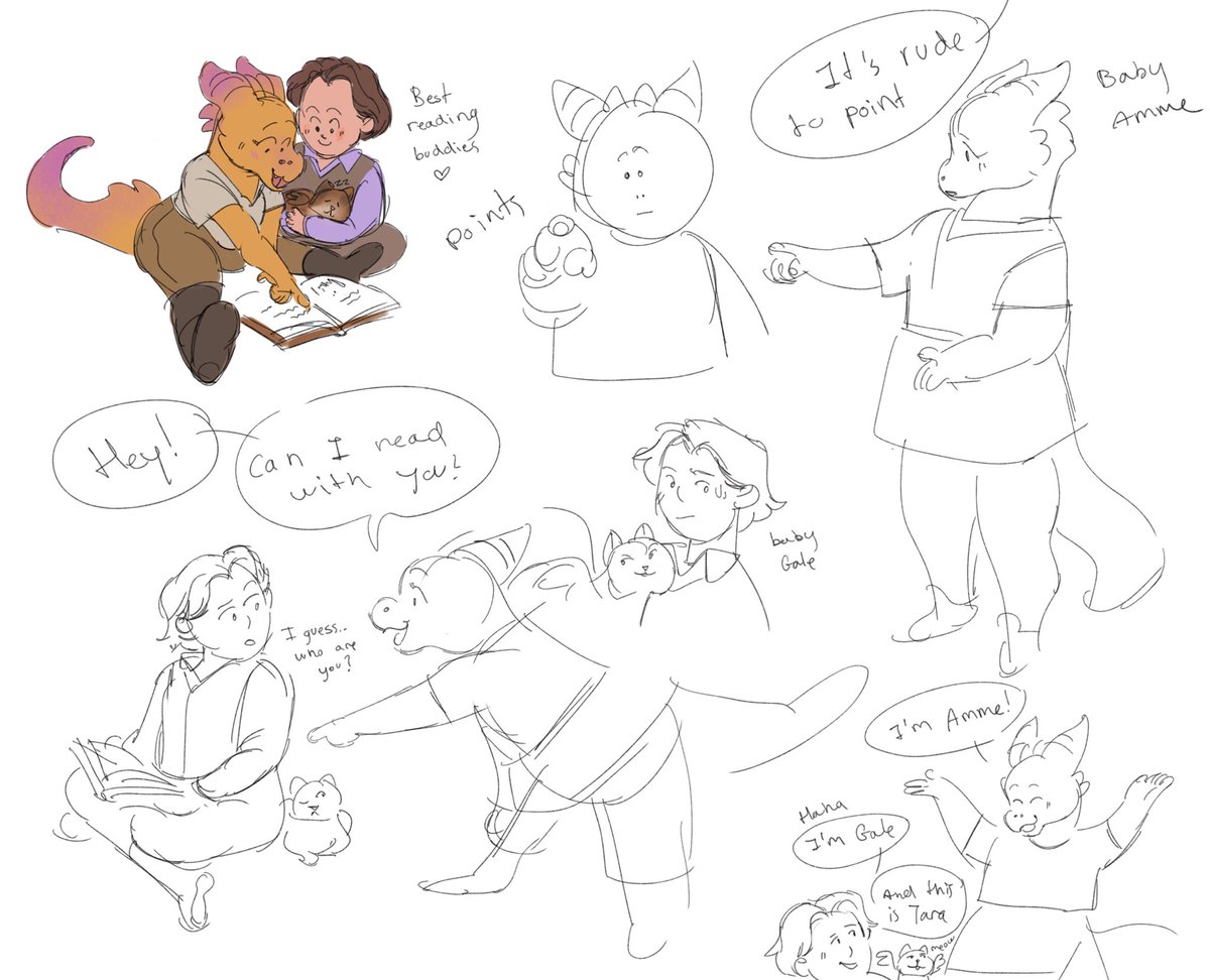 dildemma's tweet photo. Baby Amme and baby Gale meeting as kids 😌😌😌 yes. They become quick best buddies because Amme needs someone who shares her passion for stories/books and Gale likes how she hypes everything he does up. https://t.co/MGaZuZF1yY