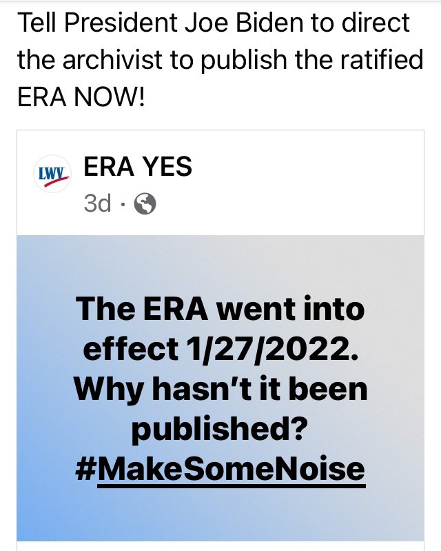 dillman_diana's tweet photo. @TolenRebecca The #ERA was ratified during the trump regime and he ordered it not be published. Bill Barr used the DOJ to oppose it.  It is customary that DOJ continue the prior admin’s positions so Garland is also opposing on that basis.  Democratic state AGs favor publishing. https://t.co/r4vEw9MpIR