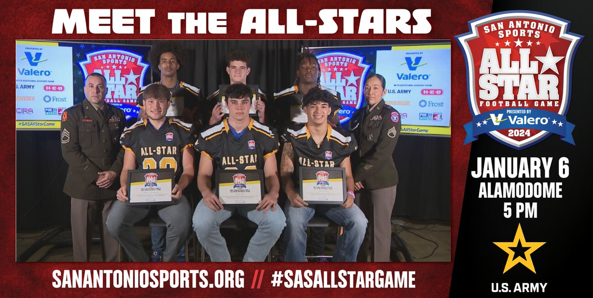 Tonight, catch <a href="/ClemensBuffsFB/">Clemens Football</a> @ethanbrumgard, <a href="/Kaden30Turner/">Kaden Turner</a>, <a href="/paulmenckejr/">Paul Mencke Jr</a>; <a href="/_ECFootball/">EC Hornet Football</a> <a href="/VivierAustin/">Austin Vivier</a>; <a href="/KarenWagnerHSFB/">Wagner T-Bird Football</a> <a href="/osogreg91/">Greg “Oso” Williams</a> &amp; <a href="/TivyHSFootball/">Tivy HS Football</a> <a href="/Flores6Wiley/">Wiley Flores</a> on <a href="/KABBFOX29/">FOX SA</a> Max Sports at 9:30 PM. They were selected to play for Team Black in the #SASAllStarGame. Congrats!
