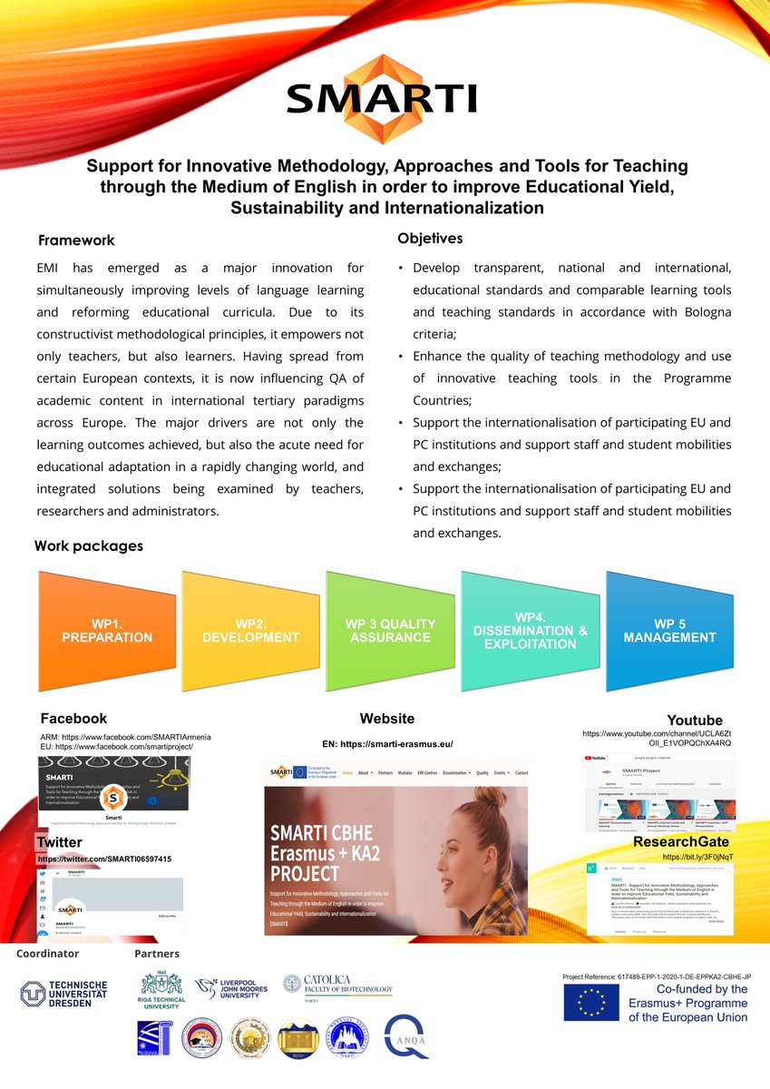 📚 Exciting News! Introducing SMARTI - Support for Innovative Methodology, Approaches, and Tools for Teaching through the Medium of English 📷 SMARTI is a groundbreaking project aimed at enhancing educational quality, sustainability, and internationalization.