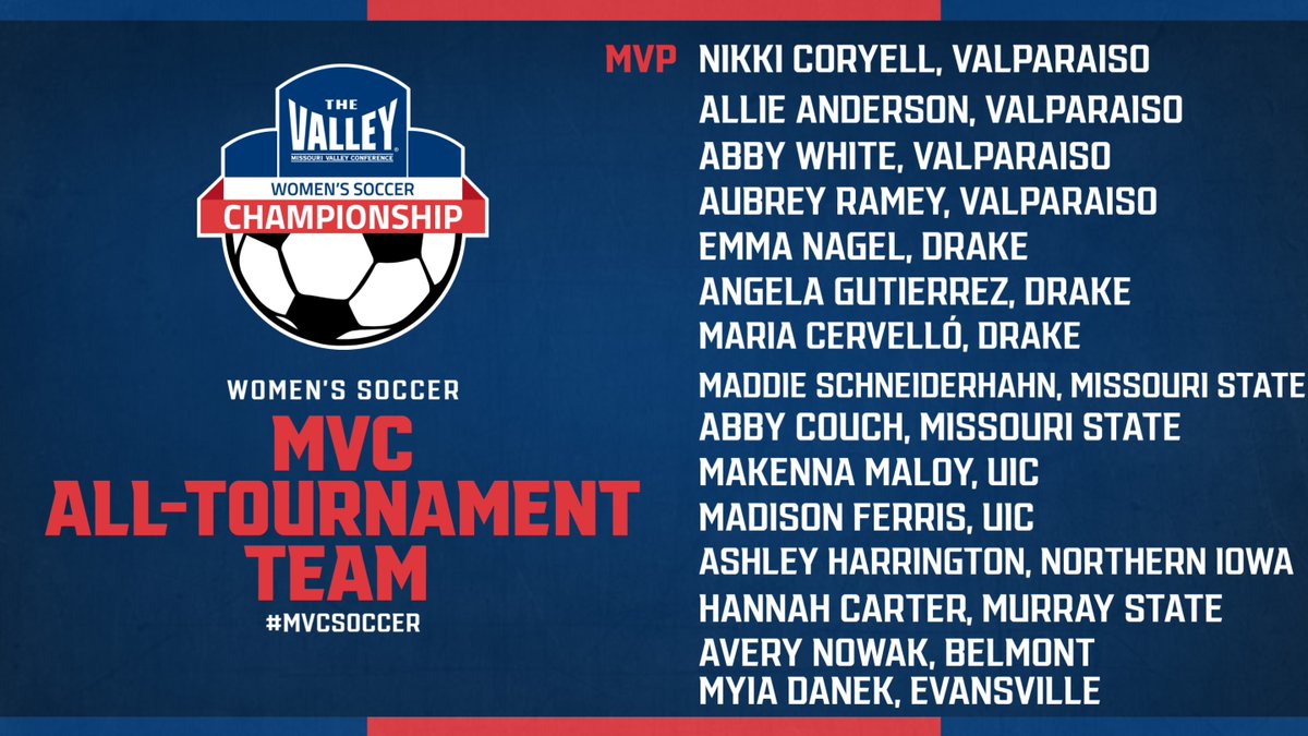 🚨ALL-TOURNAMENT TEAM🚨

Check out the 2⃣0⃣2⃣3⃣ MVC Women's Soccer All-Tournament list⬇️

#MVCSoccer