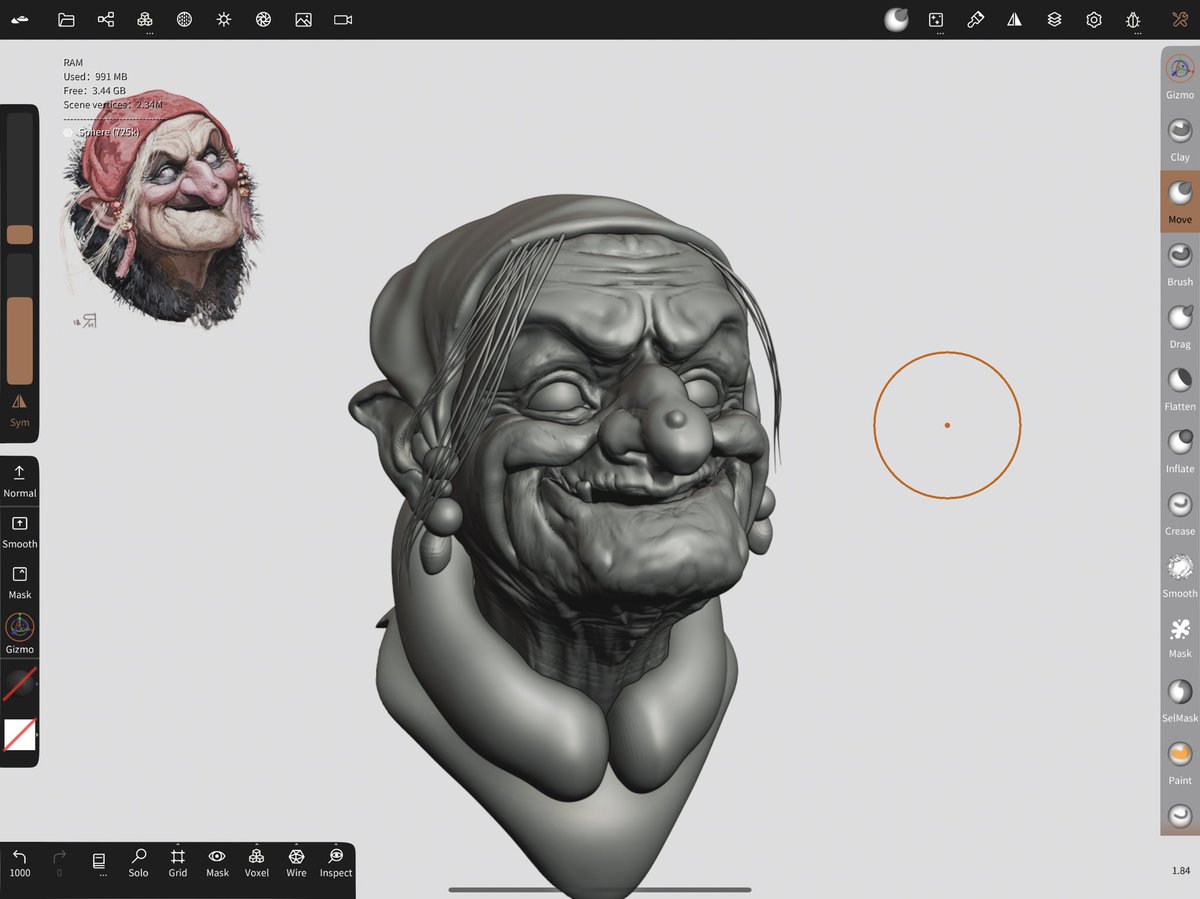 Sunday night sketch, will continue this one a bit I think #nomadsculpt #3dart