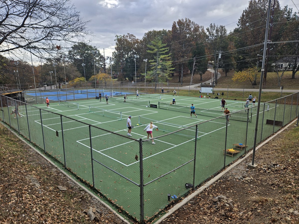 DanOMaclellan's tweet photo. @nashvillebiz we forgot to issue a press release. couple of local folks who starting scraping the old paint off, bought some new pains, squeegeed the paint, and then did the lines. we opened last week - come join our growing group of pickleball players - https://t.co/XUwCUs0r3b https://t.co/2rhf7obJeW
