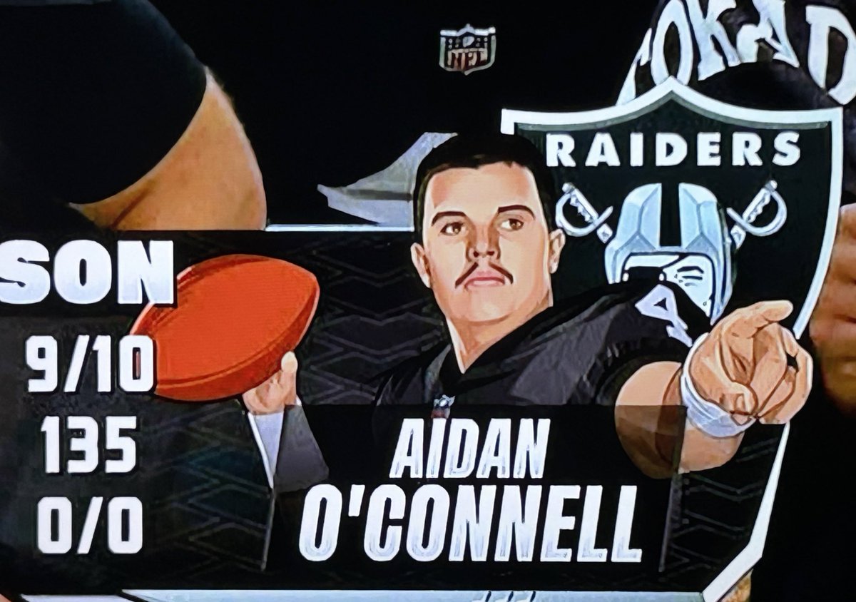 Aidan O’Connell officially on the board with a commanding graphic by Fox. #RaiderNation