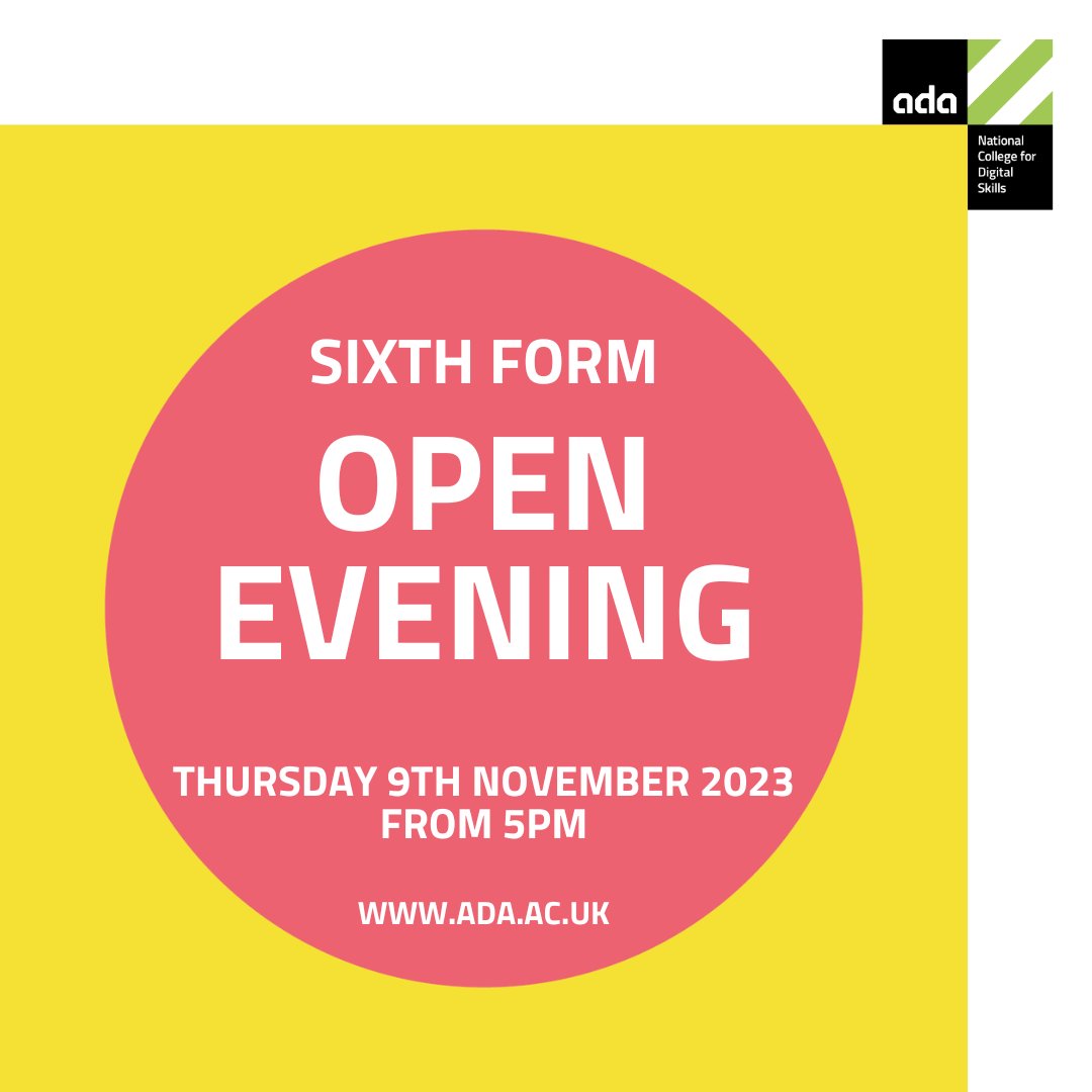 AdaCollege's tweet image. Join us for a highly anticipated Sixth Form Open Evening on Thursday, November 9th at 5pm. Register now to secure your spot and explore the incredible opportunities that await you. Let&apos;s shape your future together! #OpenEvening #alwaysada ada.ac.uk
