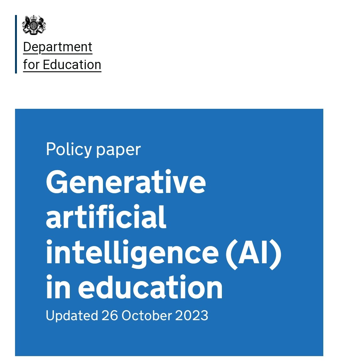 The education sector should "make the most of the opportunities that technology provides" and "teach students how to use emerging technologies, such as generative AI, safely and appropriately" #INZPirED #foodforthought  gov.uk/government/pub…