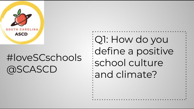 torrismith82's tweet photo. Q1 How do you define a positive school culture and climate? Please be sure to use A1 at the start of your response and use the hashtag #LoveSCSchools and tag @SCASCD. https://t.co/Bz3DDzCpNA