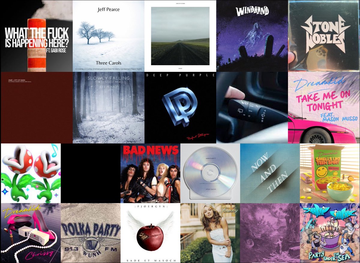 hey ex-Twitter, this is another collage of 4ish days worth of my music listening habits and my kid's too