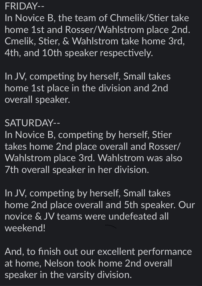 speechdebate192's tweet photo. Thank you to all who came to Farmington this weekend! It was an excellent showing with good debates—additionally, our debaters did phenomenal: 

We will see y’all at Highland Park! @tigerfarmington @FHS_Tigers_192 @rabaumann71 https://t.co/xCLY5Ow4sP