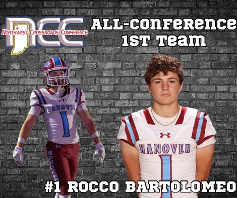 Congratulations to WR/DB Rocco Bartolomeo on being selected as NCC All-Conference! <a href="/HCPrideGridiron/">Hanover Central Wildcat Pride Gridiron Club</a> <a href="/IndianaPreps/">Indiana Preps</a> #TheLakeShow