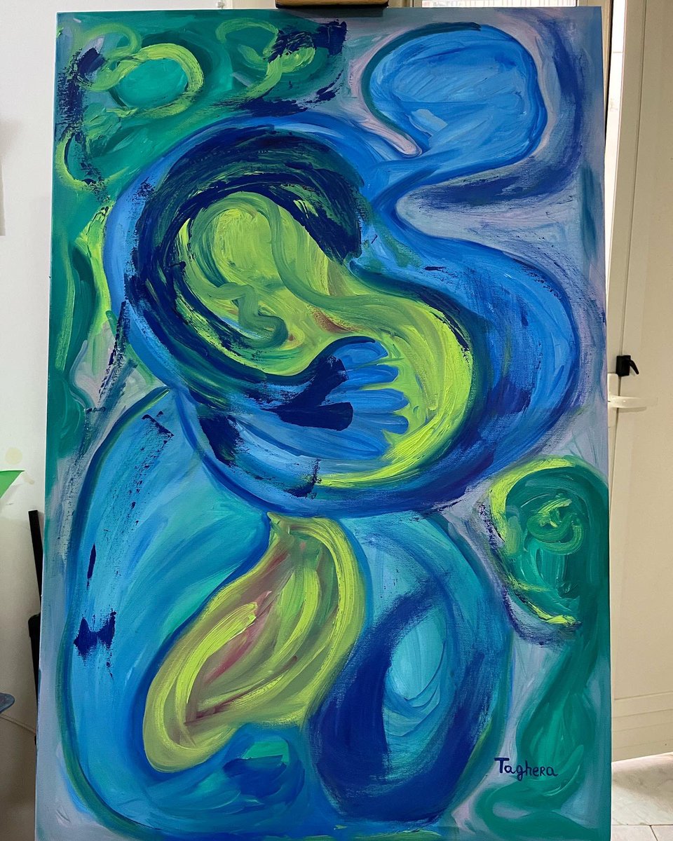 Taghera1's tweet photo. Hug me 
90x60cm
Oil on canvas 
2023years 
#art  #painting #Taghera https://t.co/MAJBo6dn7N