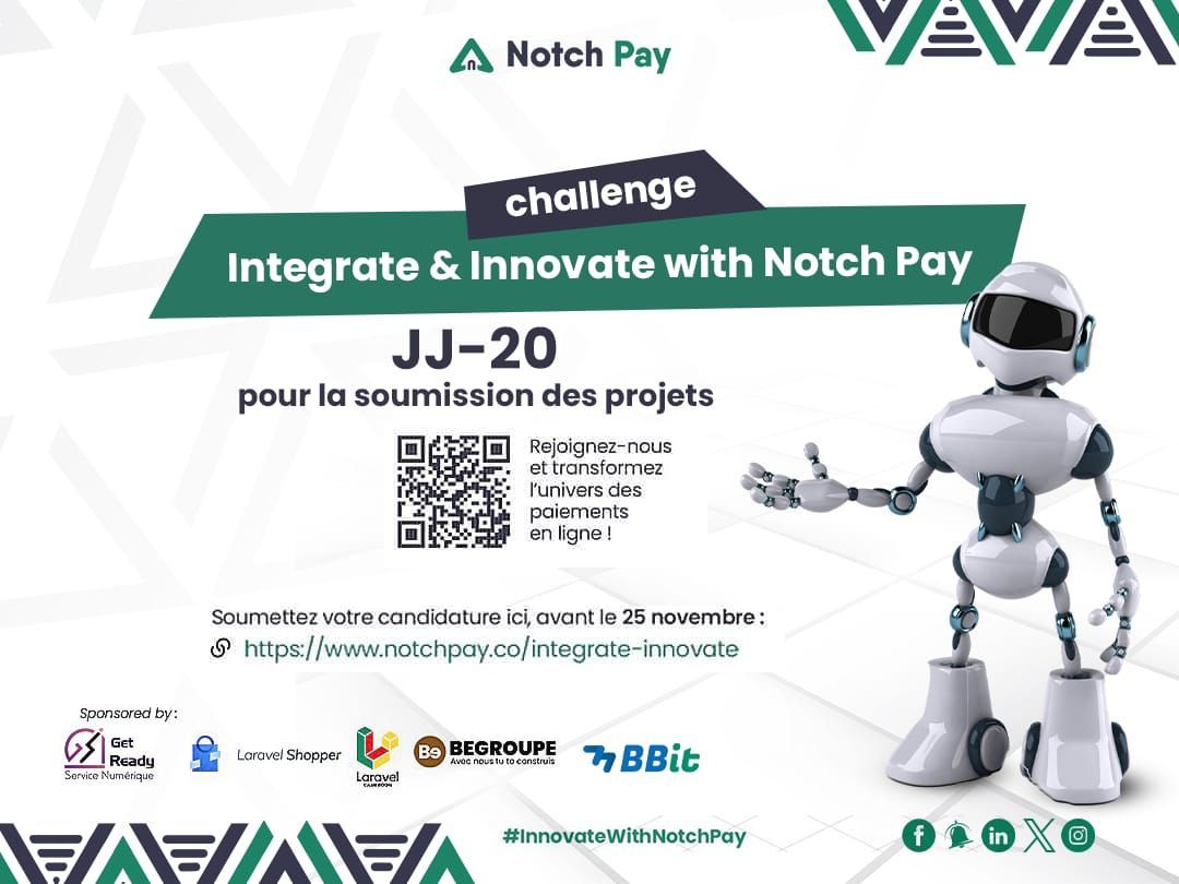 thenotchpay's tweet image. 𝗝𝗝-𝟮𝟬 𝗽𝗼𝘂𝗿 𝗹𝗮 𝘀𝗼𝘂𝗺𝗶𝘀𝘀𝗶𝗼𝗻 𝗱𝗲𝘀 𝗽𝗿𝗼𝗷𝗲𝘁𝘀
Dans 20 jours, ce sera le délai de réception des candidatures pour le concours. Ta candidature est toujours attendue ici buff.ly/40brkir

#developpeursweb
#jeuconcours
#langagedeprogrammation