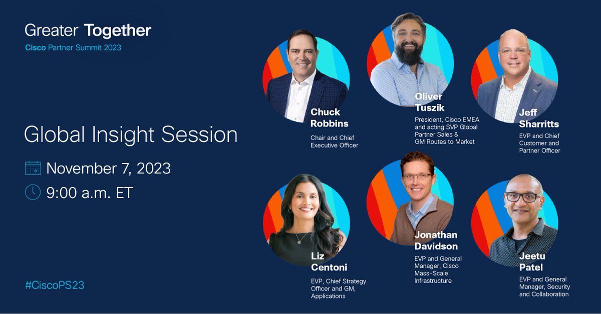 Join us for the Global Insights Session on Nov 7 at 9am EST for some exciting announcements🥳!

You still have time to register for the Live Digital Broadcast. Click here👇
cs.co/6019uUidV

#CiscoPS23