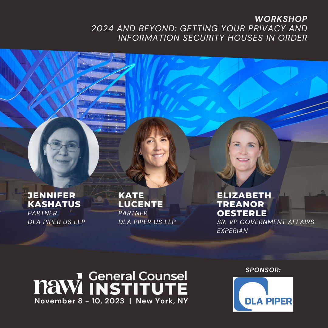 NAWLWomeninLaw's tweet image. Come to #GCI2023 to discuss how companies are complying with #data protection laws and managing #information #security governance.

There&apos;s still time to register! nawl.org/2023-general-c…

#NAWLGCI #NAWL #conference #inhouse #NAWLWomeninlaw @DLA_Piper @Experian