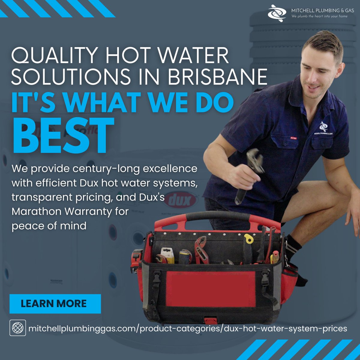 🌡️ Quality Hot Water Solutions in Brisbane - We bring a century of excellence with Dux hot water systems. Upgrade your hot water experience with us today! 🚿💪 #HotWaterSolutions #BrisbanePlumbing