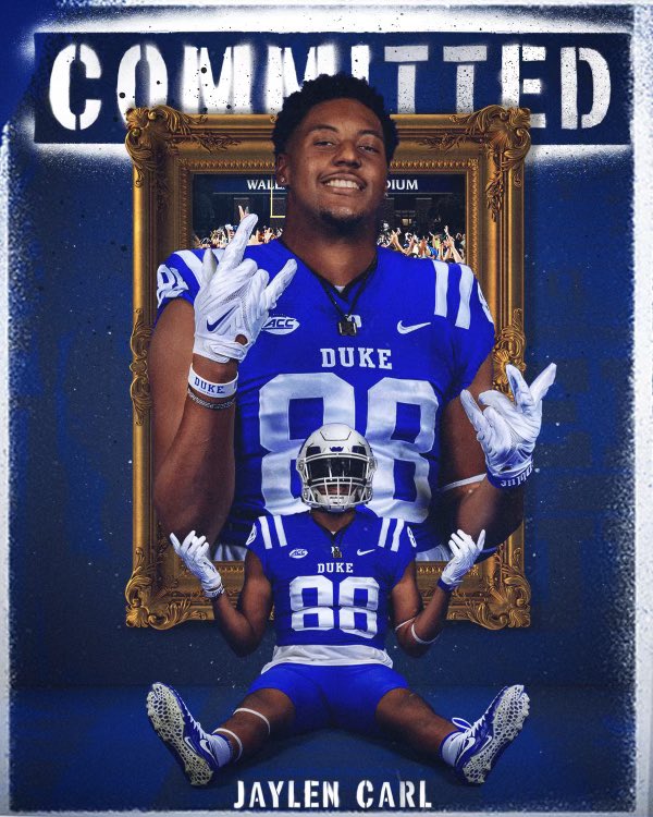 I would like to announce that I have decided to change my commitment and have accepted an offer to play @DukeFOOTBALL I appreciate all the coaches throughout this journey but I have found my home. @DUFBRecruit @Coach_Bower @CoachMikeElko @AdamRoweTDD @wco70mack @SWGHS_Football