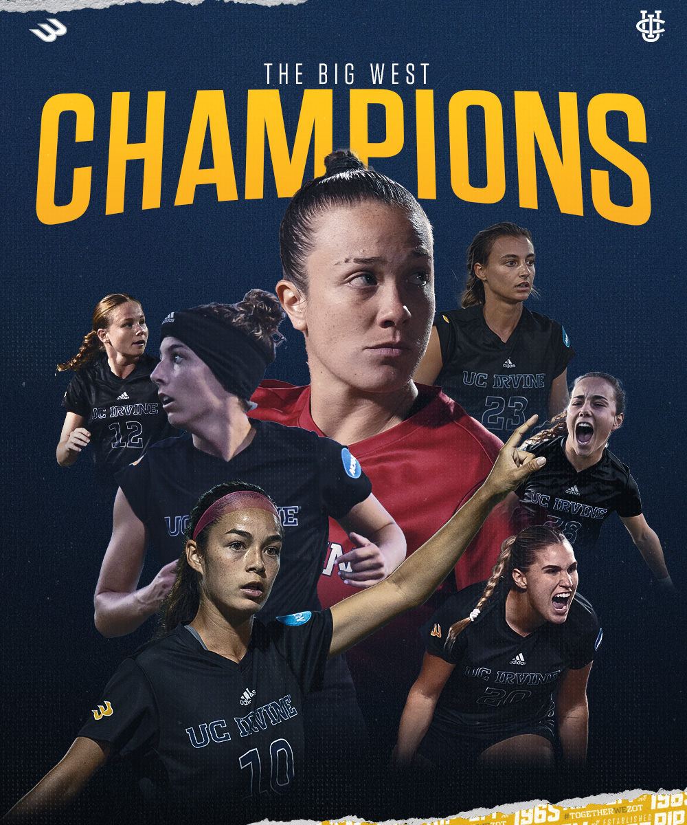 UCIwsoc's tweet photo. 2023 The Big West Champions 🙌 

For the first time in program history, the 'Eaters have won 3 consecutive conference titles!!

#TogetherWeZot #RipEm #STRONGWomen https://t.co/c4T0UGD1q8