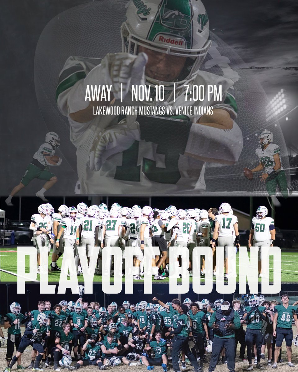 Lakewood Ranch Touchdown Club (@lrtdclub) on Twitter photo Our Mustangs are playoff bound for the first time in 11 years!! We are so proud of this team and are grateful for another week of Friday night lights!!
#playoffs #fridaynightlights
<a href="/MustangFootball/">Lakewood Ranch Football</a>
@coach_p_lrhs
<a href="/coachR0Ctreeguy/">coachrockthetreeguy</a>
@CoachGouldLRHS
<a href="/CoachRo32/">Coach Atkins</a>
<a href="/CoachShack_/">Andrew Shackelford</a> Our Mustangs are playoff bound for the first time in 11 years!! We are so proud of this team and are grateful for another week of Friday night lights!!
#playoffs #fridaynightlights
<a href="/MustangFootball/">Lakewood Ranch Football</a>
@coach_p_lrhs
<a href="/coachR0Ctreeguy/">coachrockthetreeguy</a>
@CoachGouldLRHS
<a href="/CoachRo32/">Coach Atkins</a>
<a href="/CoachShack_/">Andrew Shackelford</a>