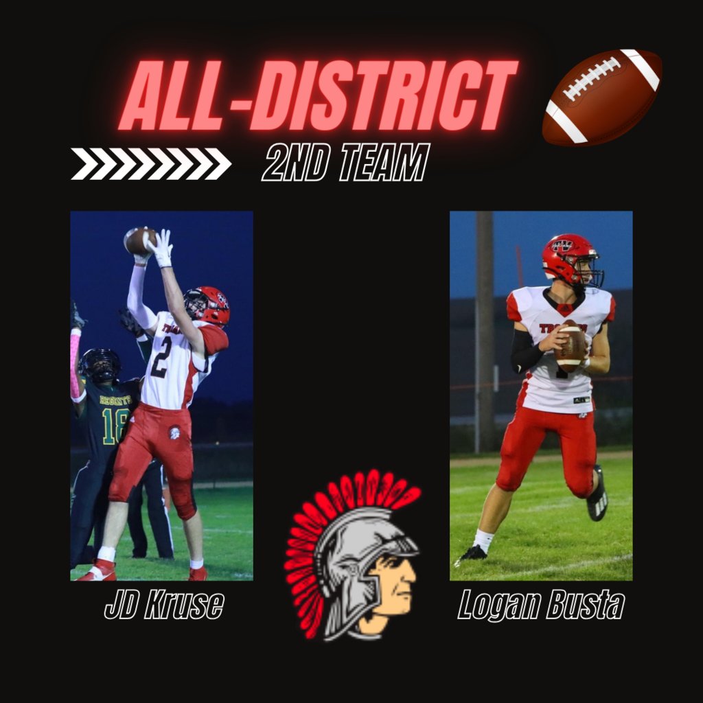 TVPride1's tweet photo. Congratulations to our Football players on their postseason accolades! 
1st Team All-District
Oliver Schmitt &amp; Burke Busta

2nd Team
Caleb Kurtenbach, Russell Nieman, JD Kruse, Logan Busta

Honorable Mention
Hunter Kruse &amp; Jordan Kriener
#TVPride https://t.co/EvECj8jEi7