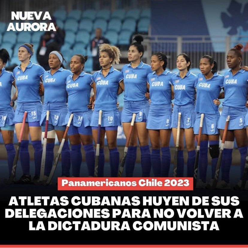 __mjcardenas's tweet photo. Increíble. Al menos seis hockistas de la selección cubana escaparon de sus delegaciones para no volver al régimen comunista cubano. Y aún así quieren instaurar el comunismo en Chile… 

Fuente: Nueva Aurora Chile https://t.co/eTKJ0zajJT