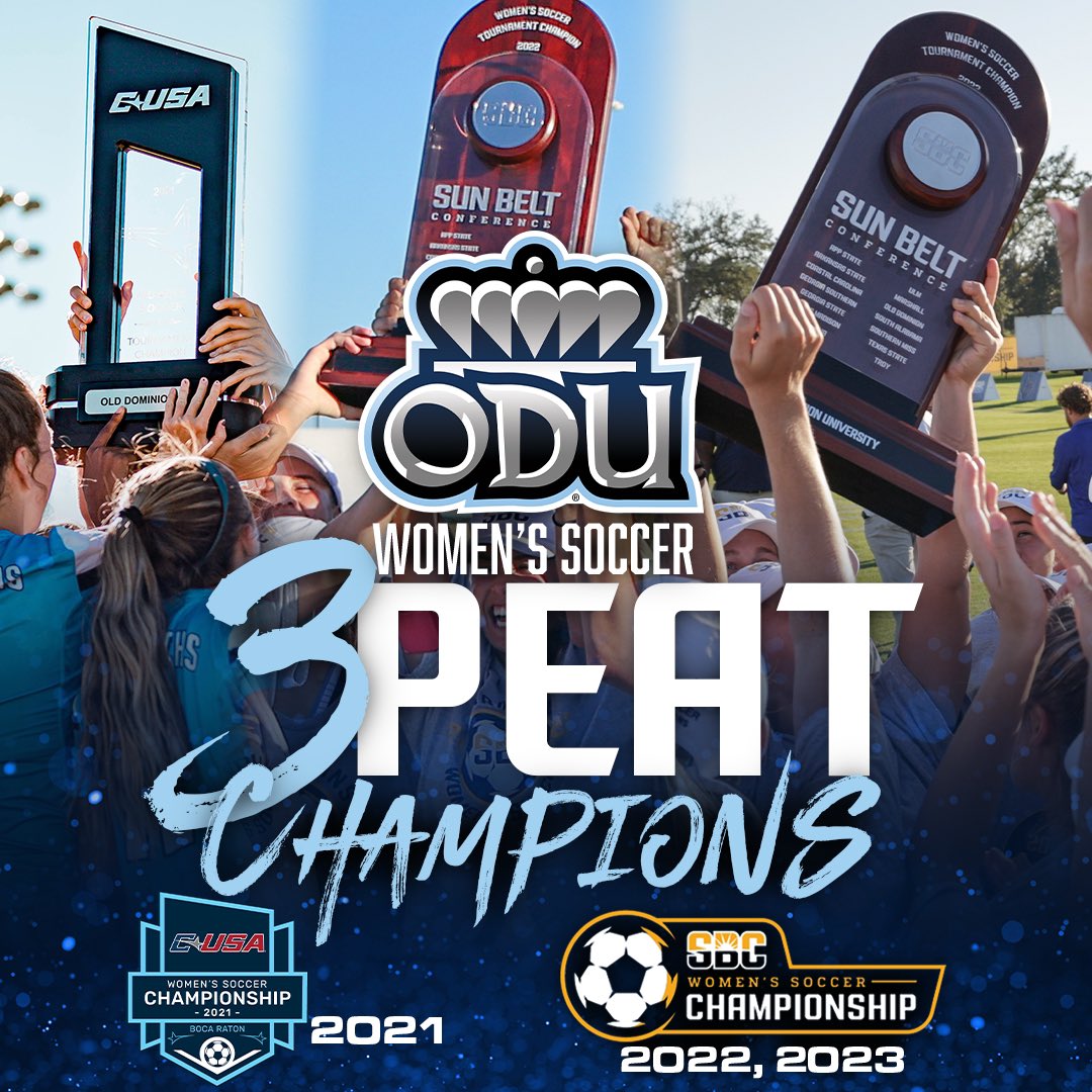 ODUWomensSoccer's tweet photo. Back-to-Back-to-Back 🏆🏆🏆

#ODUSports | #ReignOn | #Monarchs https://t.co/wMNvo6cTU5
