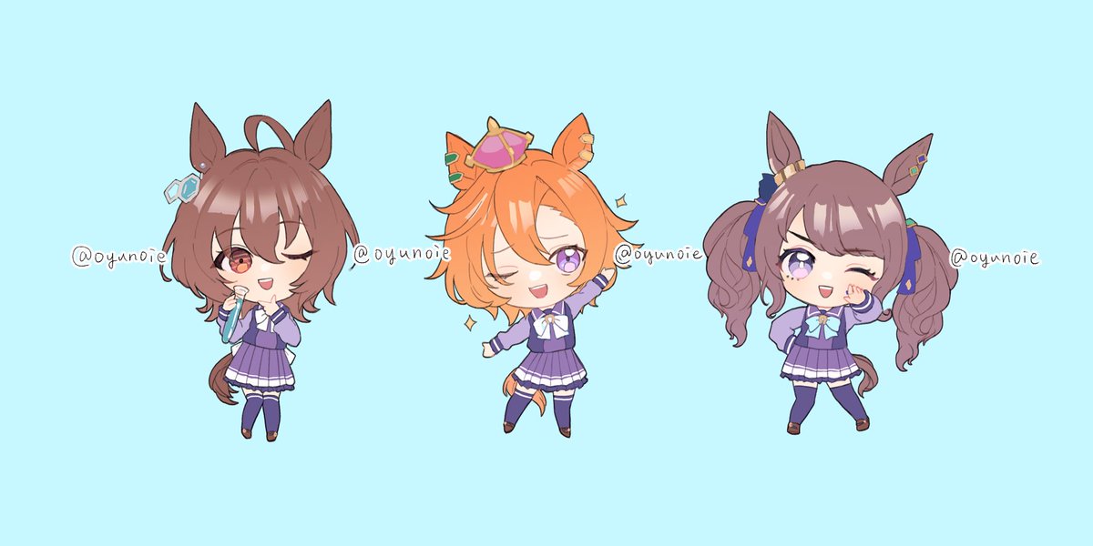 agnes tachyon (umamusume) one eye closed multiple girls animal ears horse ears brown hair twintails horse tail  illustration images