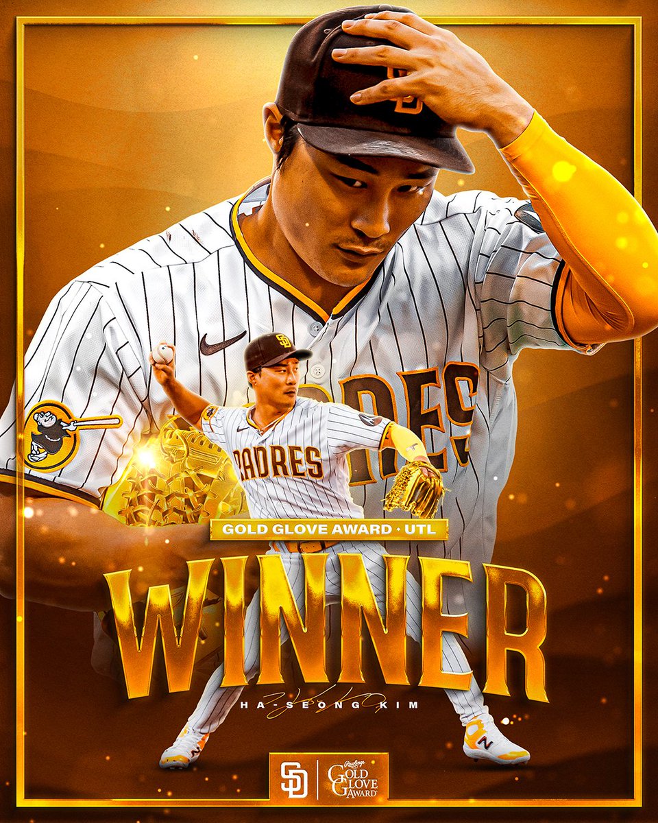 금빛 그 자체 🤩 Congratulations to Ha-Seong Kim on winning his first Gold Glove Award!