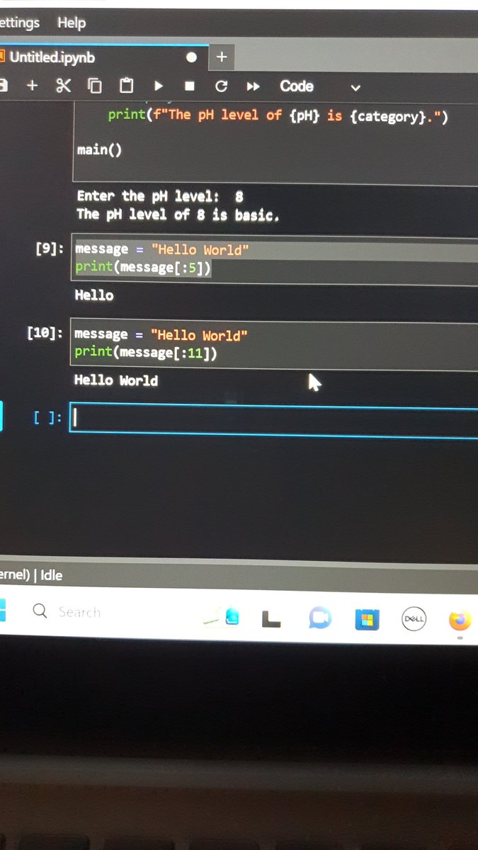 @pythoncodequs The answer is Hello!

Meaning the string length of 5. When I ran a string length of 11 the output is Hellow world👍👍👍